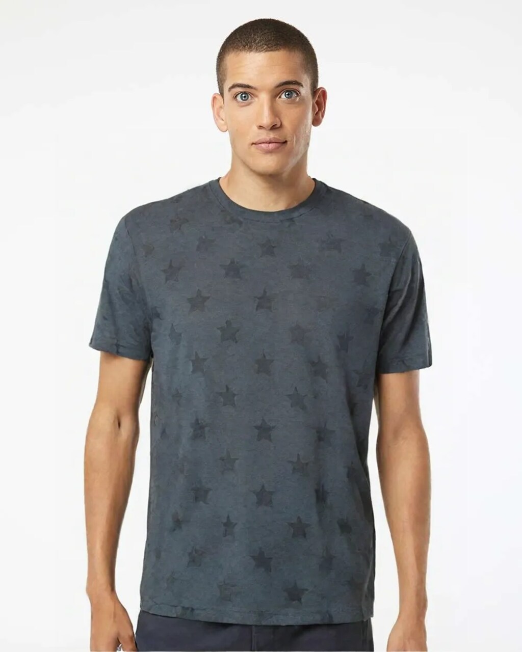 Men’s Star Print Crewneck T-Shirt for Casual, Street & Everyday Style Wear